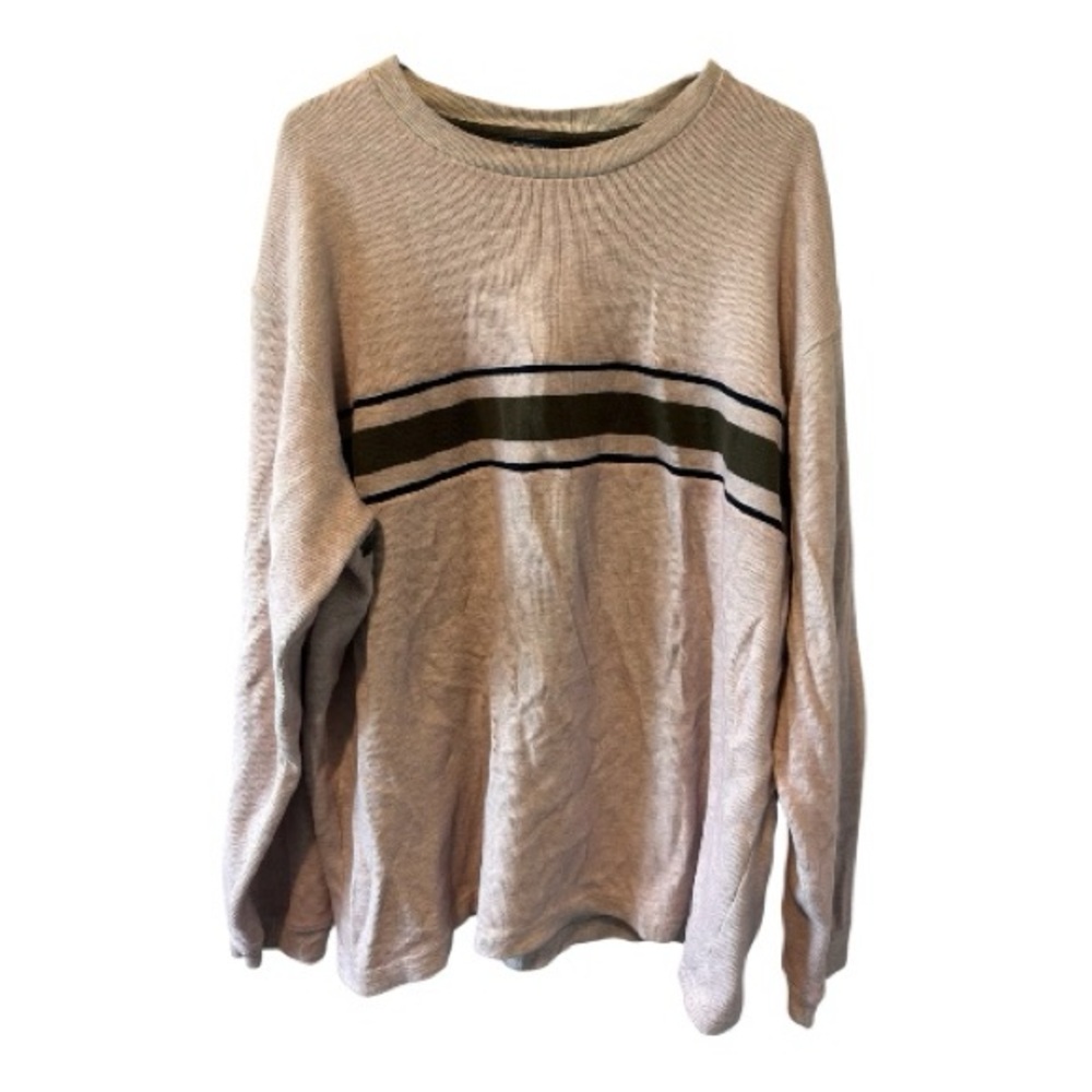 Cherokee Striped Knit Sweater XXL Neutral Crewneck Pullover